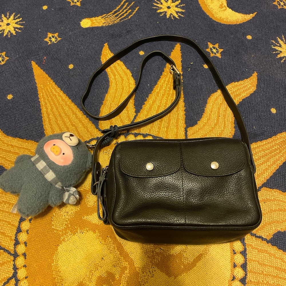 Longchamp Black Leather Crossbody Bag